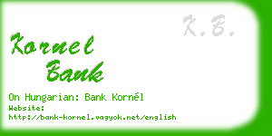 kornel bank business card